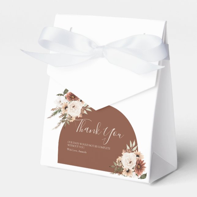 Boho Arch Terracota Floral Fall in Liebe Gefallen  Geschenkschachtel (Vorderseite)