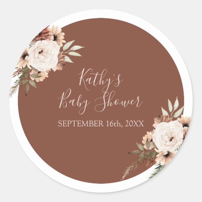 Boho Arch Terracota Floral Vielen Dank Sticker (Vorderseite)