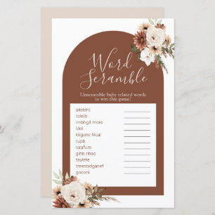 Boho Arch Terracota Watercolor Word Scramble