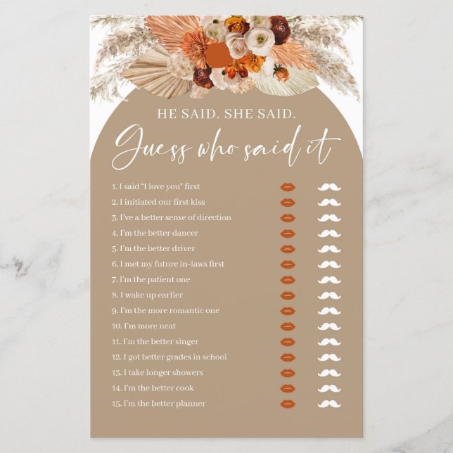 Boho arch terracotta er sagte, sie sagte Bridgame (Vorderseite)