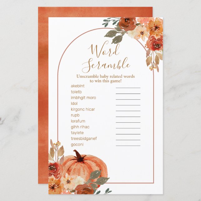 Boho Arch Terracotta Floral Word Scramble (Vorne/Hinten)