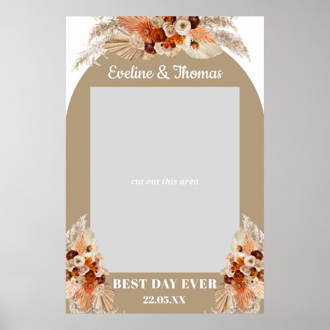 Boho arch terracotta pampas Hochzeit Foto Stütze Poster (Vorne)