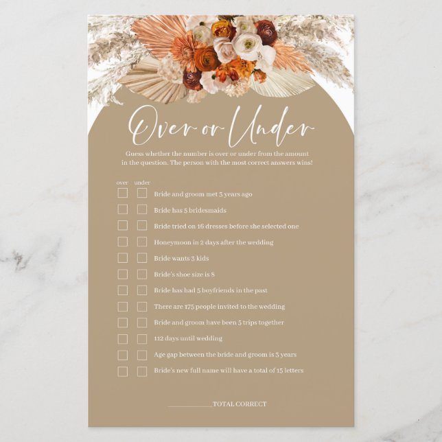 Boho arch terracotta pamps über oder unter Spiel (Vorderseite)