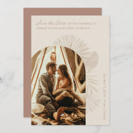 Boho Arch und Palm Terracotta Save the Date Einladung