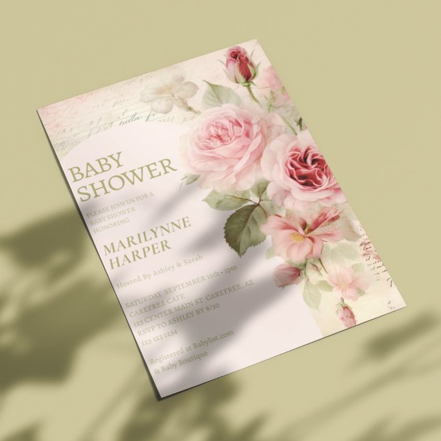 Boho Arch Vintage Rose Kinderdusche Einladung (Von Creator hochgeladen)