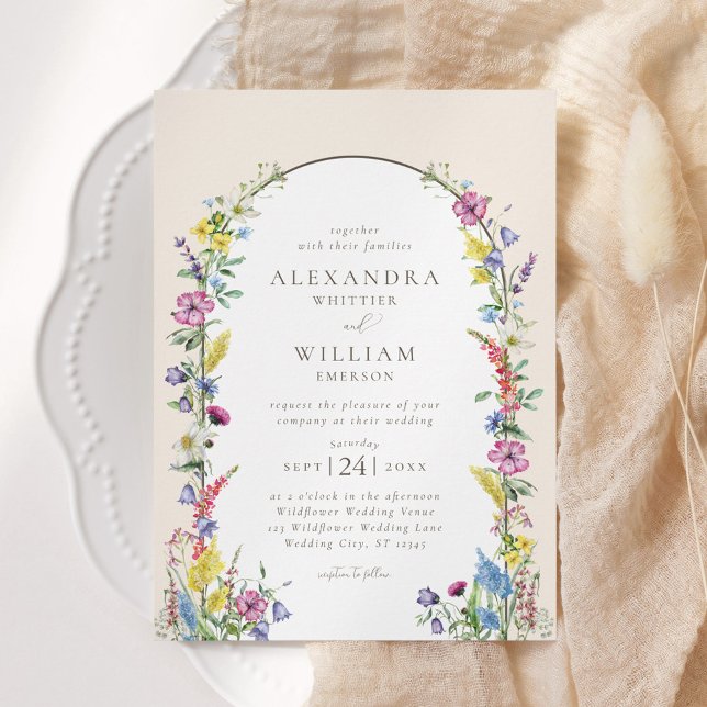Boho Arch Watercolor Wildblume Hochzeit Einladung (Von Creator hochgeladen)