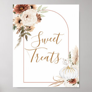 Boho Arch White Pumpkin Floral Sweet Leckereien si Poster
