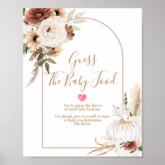 Boho Arch White Pumpkin Ratet das Baby Food Poster (Vorne)