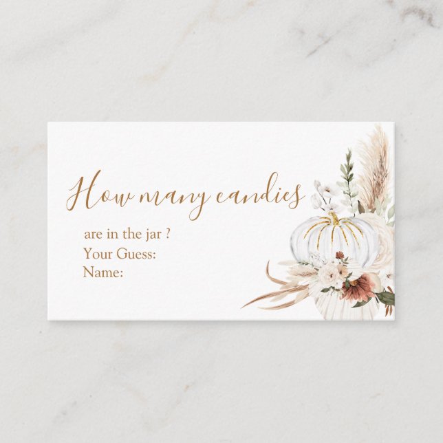 Boho Arch White Pumpkin Wie viele Candies Begleitkarte (Vorderseite)