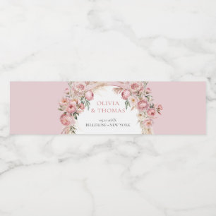 Boho arche blush peonas pampas gras eucalyptus wasserflaschenetikett