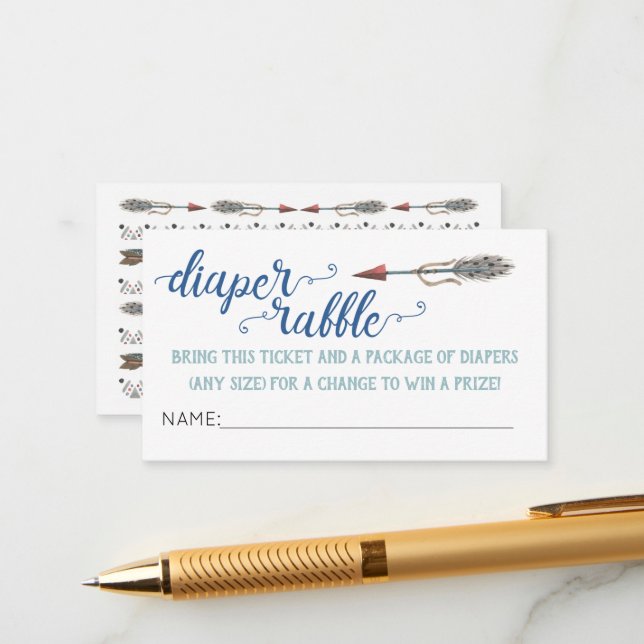 Boho Arrow Diaper Raffle Ticket Begleitkarte (Vorderseite/Rückseite Beispiel)