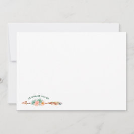 Boho Arrow Floral & Succulary Stationery Flat Card Mitteilungskarte