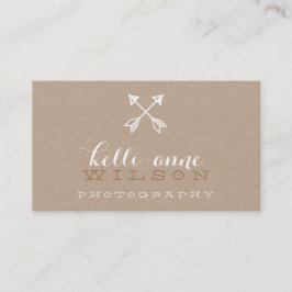 BOHO ARROW LOGO rustikale moderne weiße Kraft Visitenkarte