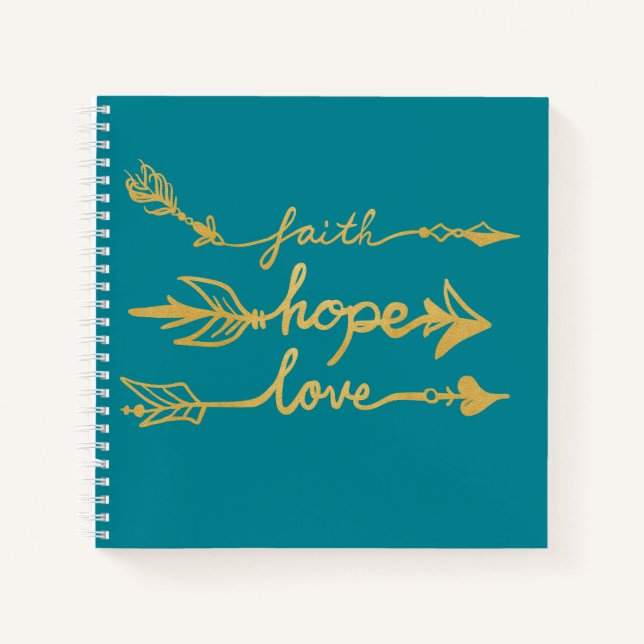 Boho Arrows Faith, Hope, Liebe Notizbuch (Vorderseite)