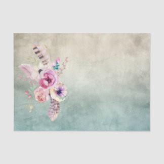 Boho Art Feathers and Blume - Decoupage Seidenpapier