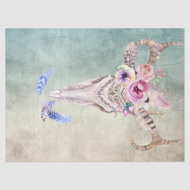 Boho Art Skull Decoute Seidenpapier (Vorderseite)