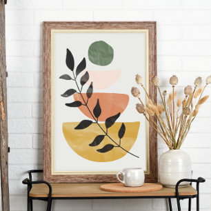 Boho Art Style Moderne Blätter Poster