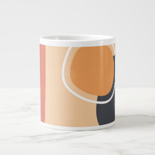 Boho art, terracotta red, blue, white line art Jumbo-Tasse