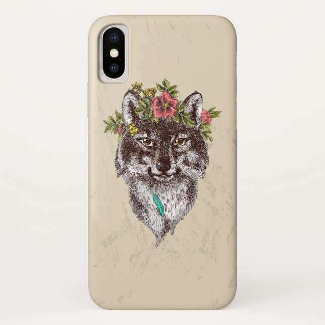 Boho Art-Wolf-Halo-Porträt Case-Mate iPhone Hülle (Rückseite)