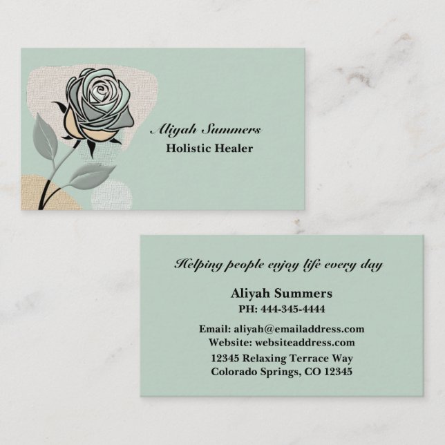 Boho Artistic Rose Meditative Business Card Visitenkarte (Vorne/Hinten)