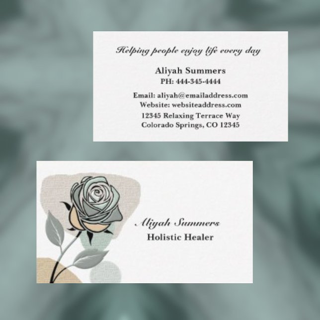 Boho Artistic Rose Meditative Business Card Visitenkarte (Von Creator hochgeladen)