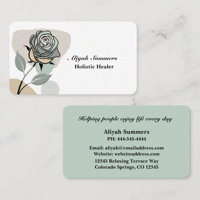 Boho Artistic Rose Meditative Business Card Visitenkarte (Vorne/Hinten)