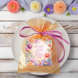 Boho Aster Blumen Floral 80. Geburtstagsfeier Quadratischer Aufkleber
