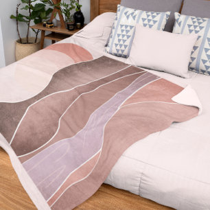 Boho Ästhetische Bergwelt Modernes Kunstwerk Fleecedecke