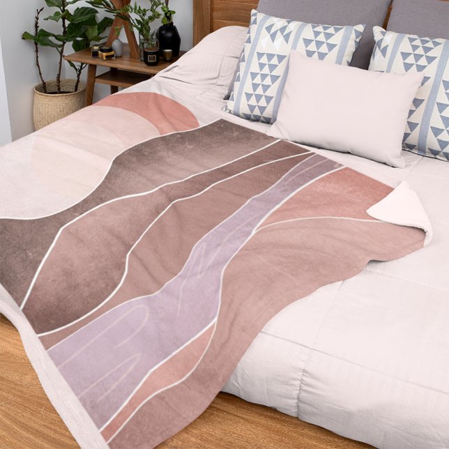 Boho Ästhetische Bergwelt Modernes Kunstwerk Fleecedecke (Von Creator hochgeladen)