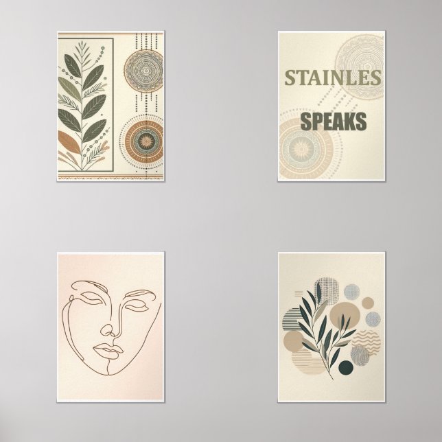 Boho ästhetische Wandrahmen Set - Minimales Print- (Vorderseite)