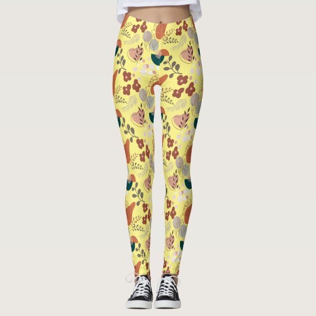 BOHO Ästhetisches Muster A10 L Gelb BG Leggings (Vorderseite)