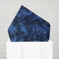 Boho-Astrologie-Tierkreiszeichen-Muster auf Blau