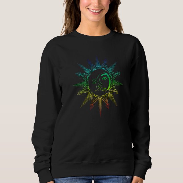 Boho-Astronomie Sonne Mond Himmelskörper Bunt Als Sweatshirt (Vorderseite)