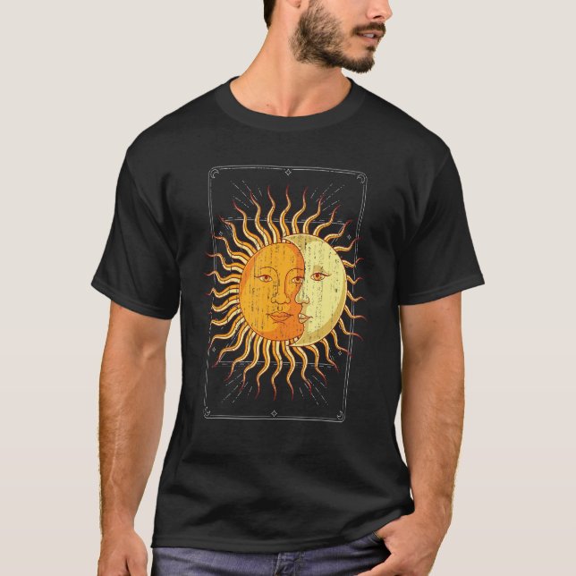 Boho Astronomy Celestial Body Sun Crescent Moon As T-Shirt (Vorderseite)