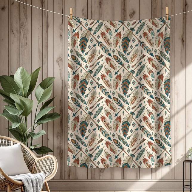 Boho Authentic Tribal Bold Ethnic Federn Pfeile Fleecedecke (Boho Authentic Tribal Bold Ethnic feathers arrows Fleece Blanket)