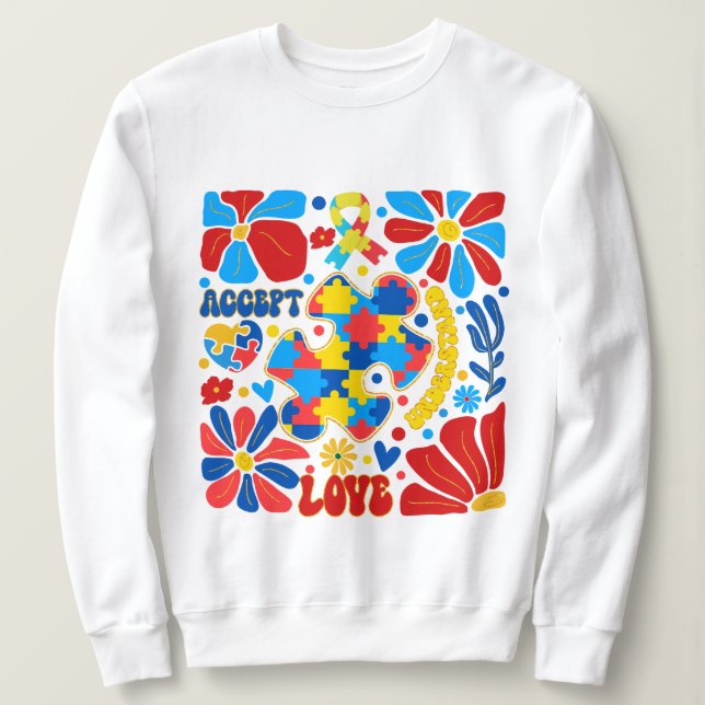 Boho Autismus Bewusstsein Sweatshirt (Design vorne)