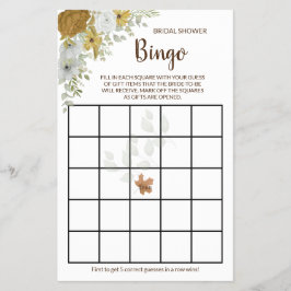 Boho Autumn Floral Brautparty Bingo Game Card F Flyer