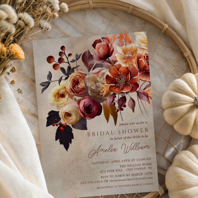 Boho Autumn Floral Brautparty Einladung (Von Creator hochgeladen)