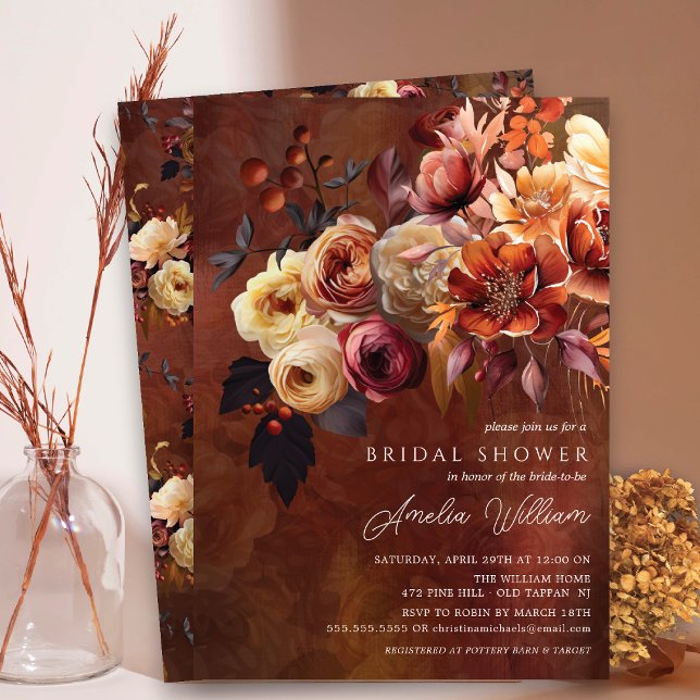Boho Autumn Floral Brautparty Einladung (Von Creator hochgeladen)