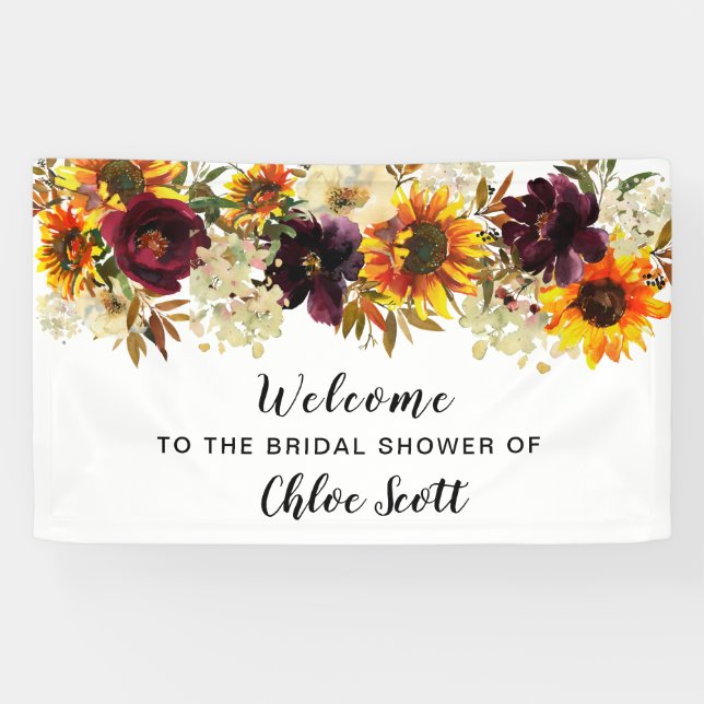 Boho Autumn Floral Brautparty Willkommen Banner (Horizontal)