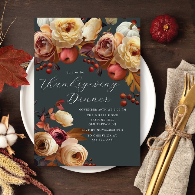 Boho Autumn Floral Erntedank Einladung (Von Creator hochgeladen)