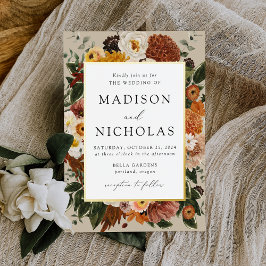 Boho Autumn Floral Frame Wedding Folieneinladung