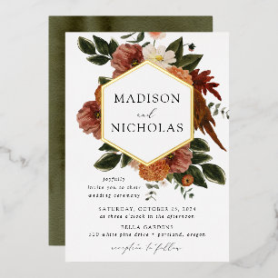 Boho Autumn Floral Frame Wedding Folieneinladung