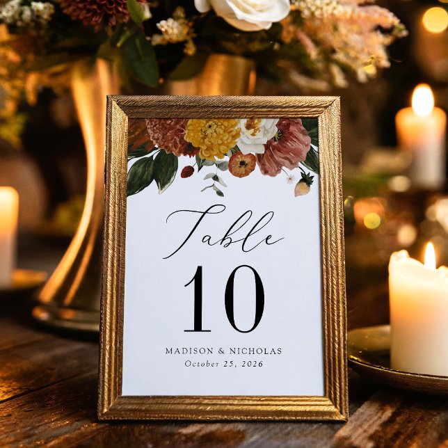 Boho Autumn Floral Personalisiert Wedding Tischnummer (Von Creator hochgeladen)