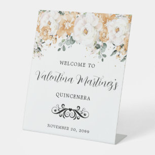 Boho Autumn Floral Quinceanera Willkommen Sockelschild