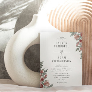 Boho Autumn Floral Terracotta Wedding Einladung