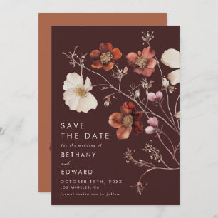 Boho Autumn Floral Wedding Save The Date