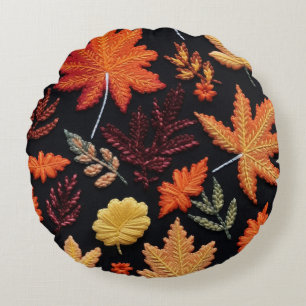 Boho Autumn Leaves Rundes Kissen