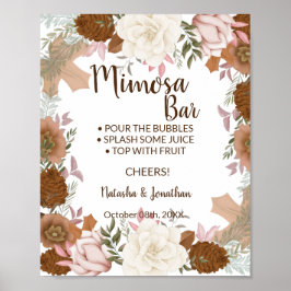 Boho Autumn Mimosa Bar Wedding Sign Poster