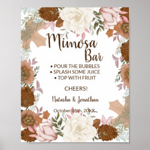 Boho Autumn Mimosa Bar Wedding Sign Poster